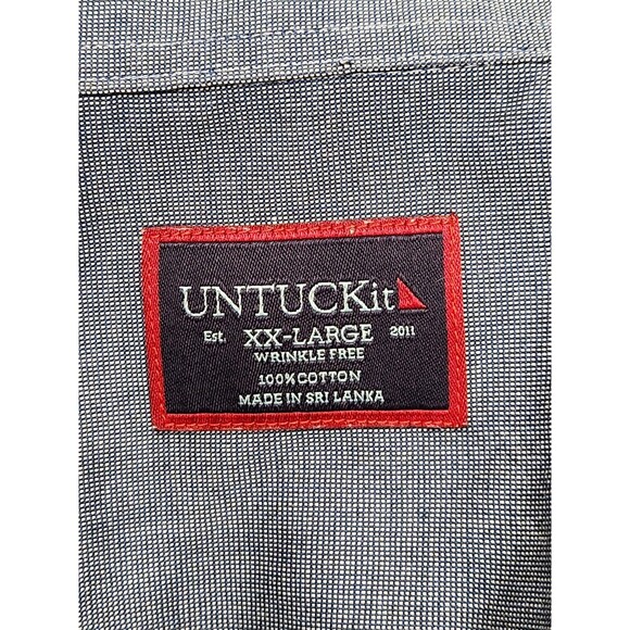 UNTUCKit Shirt Men's 2XL Blue Short Sleeve Button Up Wrinkle Free Petrus - Picture 4 of 6
